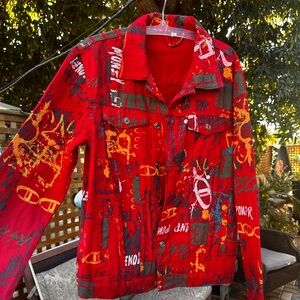 Vibrant Red Graphic Women's Jacket